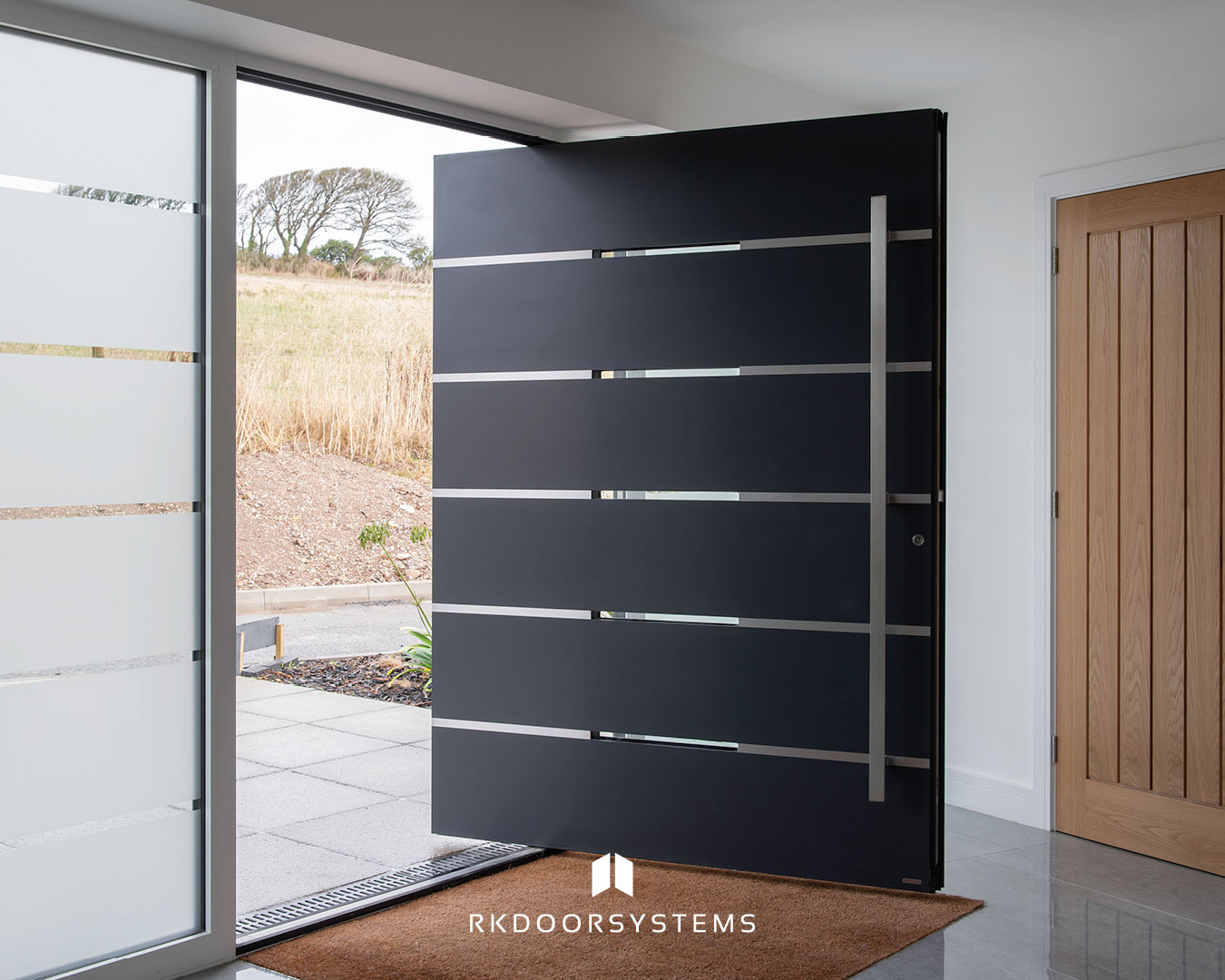 Modern entrance door on contemporary new build property