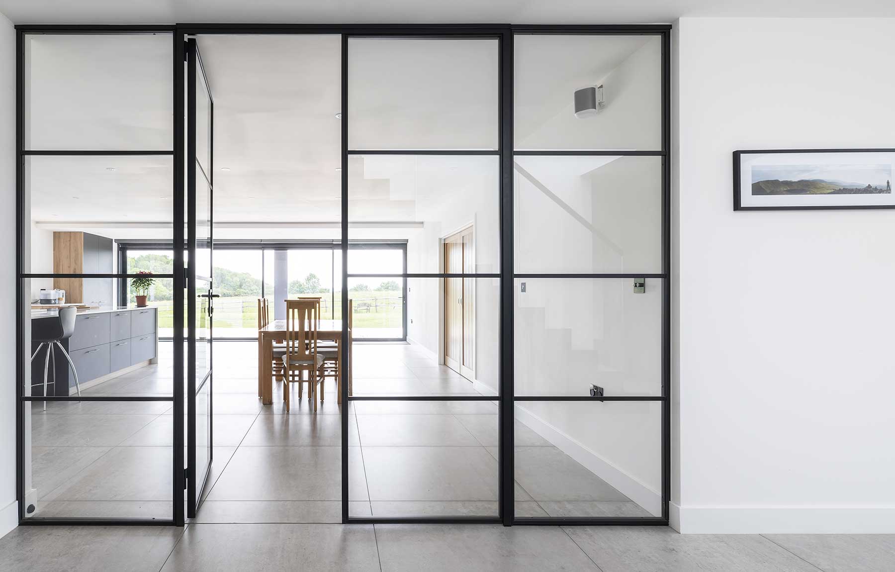 RK Steel handmade steel and glass internal partition in a modern home